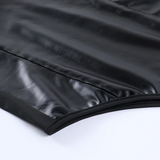 PU Leather Black Corset Bodysuit For Women / Spaghetti Strap Aesthetic Sexy Club Rompers - EVE's SECRETS
