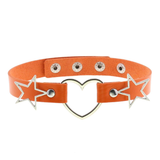 PU Leather Choker Necklace with Heart and Stars / Female Neck Accessories - EVE's SECRETS