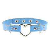 PU Leather Choker Necklace with Heart and Stars / Female Neck Accessories - EVE's SECRETS