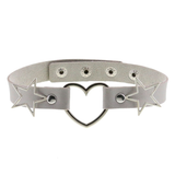 PU Leather Choker Necklace with Heart and Stars / Female Neck Accessories - EVE's SECRETS