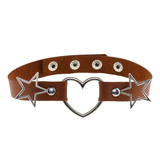 PU Leather Choker Necklace with Heart and Stars / Female Neck Accessories - EVE's SECRETS