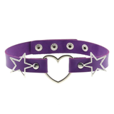 PU Leather Choker Necklace with Heart and Stars / Female Neck Accessories - EVE's SECRETS