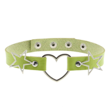 PU Leather Choker Necklace with Heart and Stars / Female Neck Accessories - EVE's SECRETS
