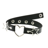 PU Leather Choker Necklace with Heart and Stars / Female Neck Accessories - EVE's SECRETS