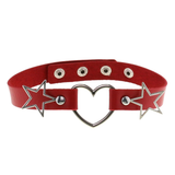 PU Leather Choker Necklace with Heart and Stars / Female Neck Accessories - EVE's SECRETS