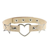 PU Leather Choker Necklace with Heart and Stars / Female Neck Accessories - EVE's SECRETS