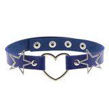 PU Leather Choker Necklace with Heart and Stars / Female Neck Accessories - EVE's SECRETS