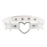 PU Leather Choker Necklace with Heart and Stars / Female Neck Accessories - EVE's SECRETS