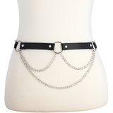 PU Leather garter belt with chain for Women / Adjustable Body Harness / Female Fetish Outfits - EVE's SECRETS