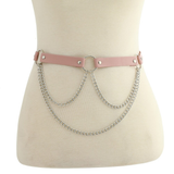 PU Leather garter belt with chain for Women / Adjustable Body Harness / Female Fetish Outfits - EVE's SECRETS