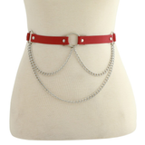PU Leather garter belt with chain for Women / Adjustable Body Harness / Female Fetish Outfits - EVE's SECRETS