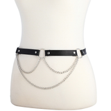 PU Leather garter belt with chain for Women / Adjustable Body Harness / Female Fetish Outfits - EVE's SECRETS