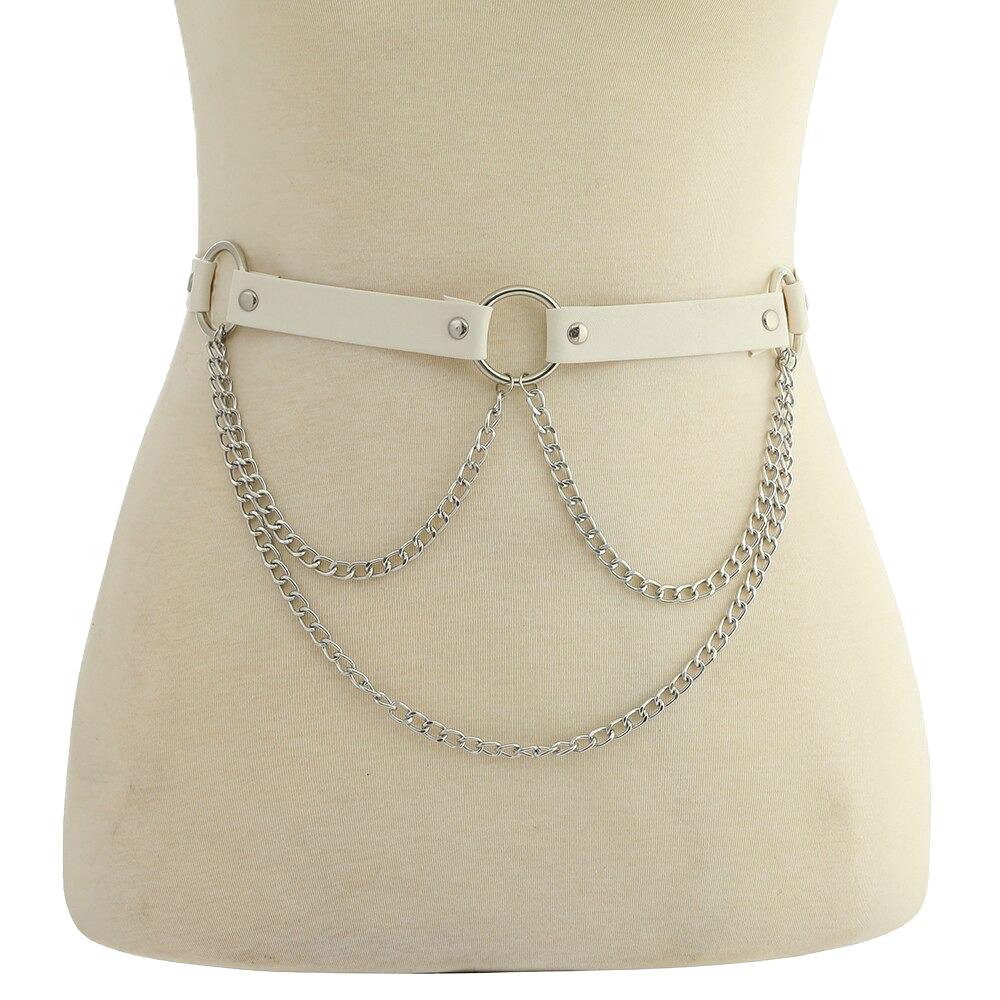 PU Leather garter belt with chain for Women / Adjustable Body Harness / Female Fetish Outfits - EVE's SECRETS