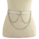 PU Leather garter belt with chain for Women / Adjustable Body Harness / Female Fetish Outfits - EVE's SECRETS