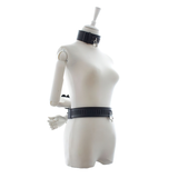 PU Leather Handcuffs With Belt And Сollar / Black Unisex BDSM Adjustable Asesoires - EVE's SECRETS