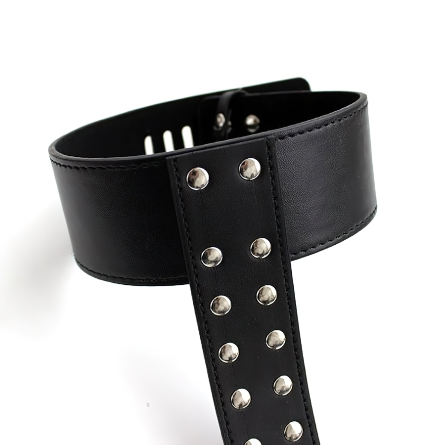 PU Leather Handcuffs With Belt And Сollar / Black Unisex BDSM Adjustable Asesoires - EVE's SECRETS