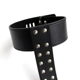 PU Leather Handcuffs With Belt And Сollar / Black Unisex BDSM Adjustable Asesoires - EVE's SECRETS
