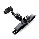 Menottes en cuir PU avec ceinture et collier / Accessoires réglables BDSM unisexes noirs