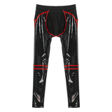 PU Leather Sexy Open Back Striped Male Pants / Low Waist Elastic Waistband Skinny Trousers - EVE's SECRETS