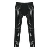 PU Leather Sexy Open Back Striped Male Pants / Low Waist Elastic Waistband Skinny Trousers - EVE's SECRETS