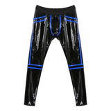 PU Leather Sexy Open Back Striped Male Pants / Low Waist Elastic Waistband Skinny Trousers - EVE's SECRETS