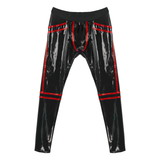 PU Leather Sexy Open Back Striped Male Pants / Low Waist Elastic Waistband Skinny Trousers - EVE's SECRETS