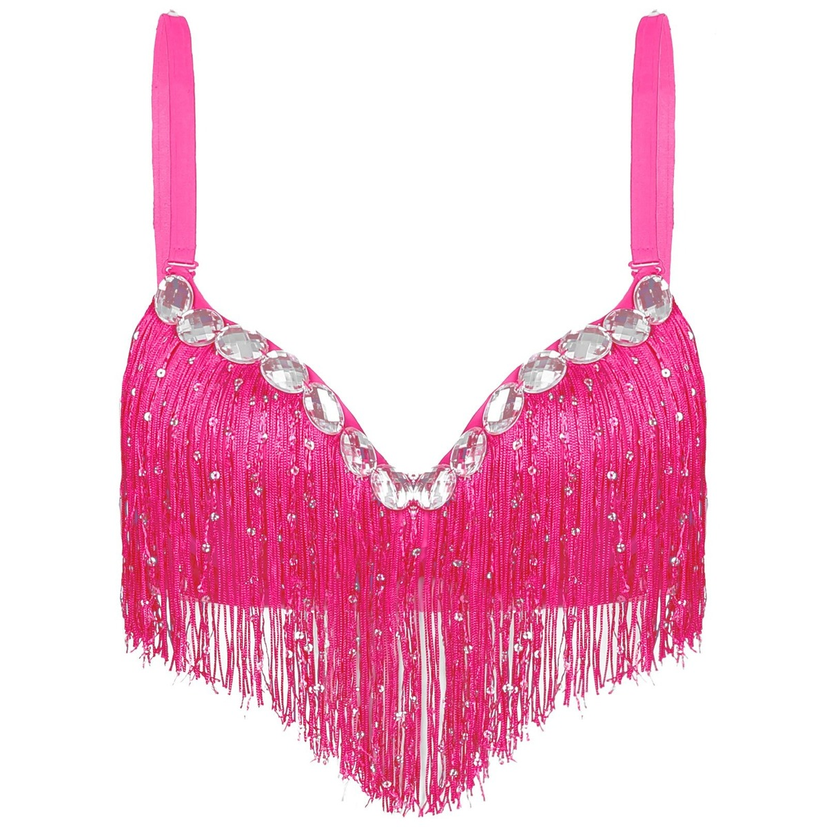 Push-Up Bra with Sequin Tassel Rhinestone / Sexy Women's Dancewear Bra - EVE's SECRETS