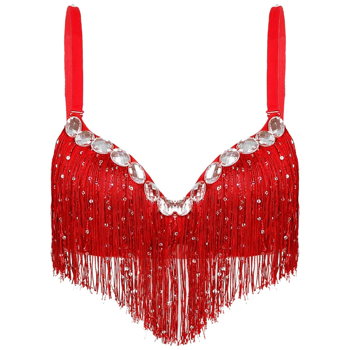 Push-Up Bra with Sequin Tassel Rhinestone / Sexy Women's Dancewear Bra - EVE's SECRETS