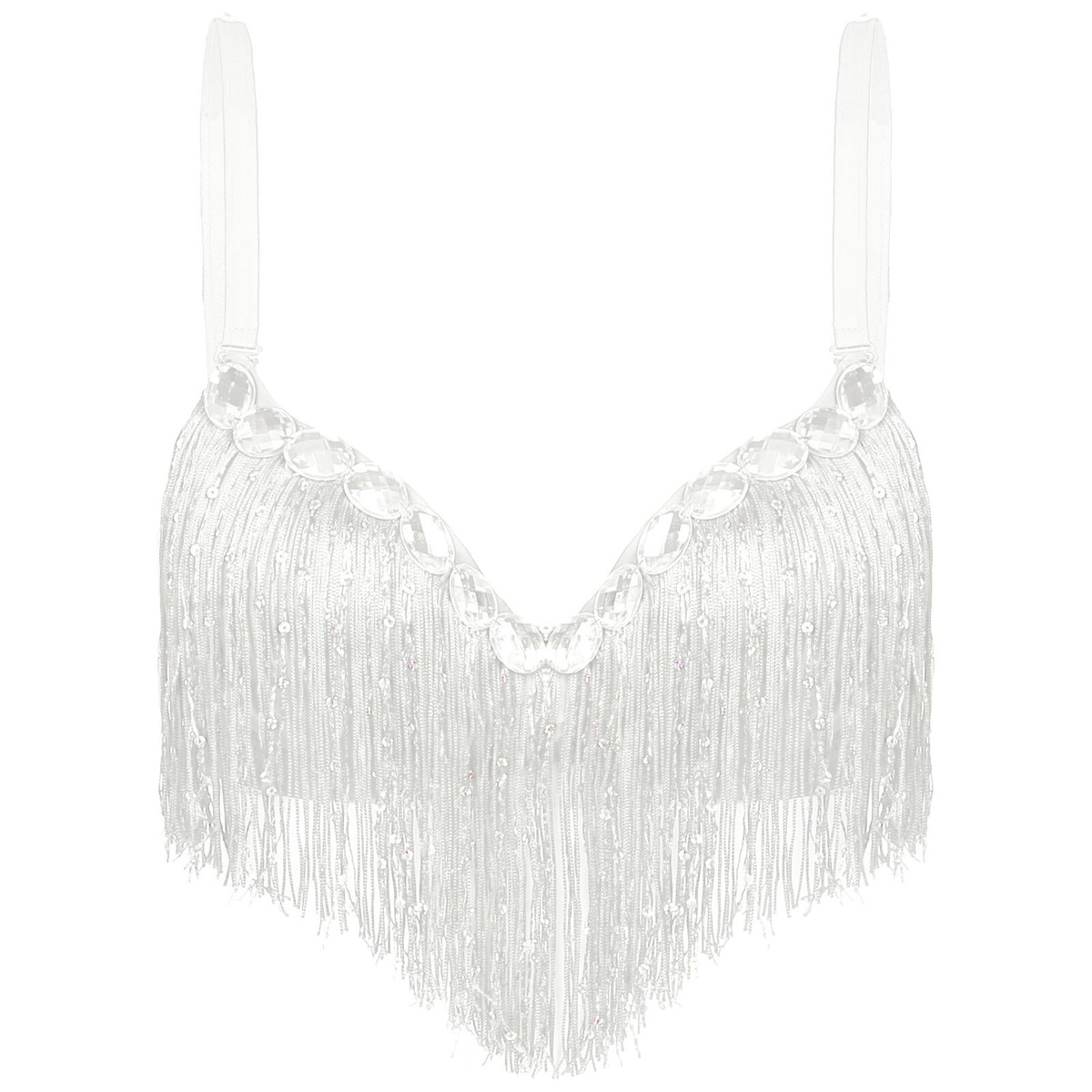 Push-Up Bra with Sequin Tassel Rhinestone / Sexy Women's Dancewear Bra - EVE's SECRETS