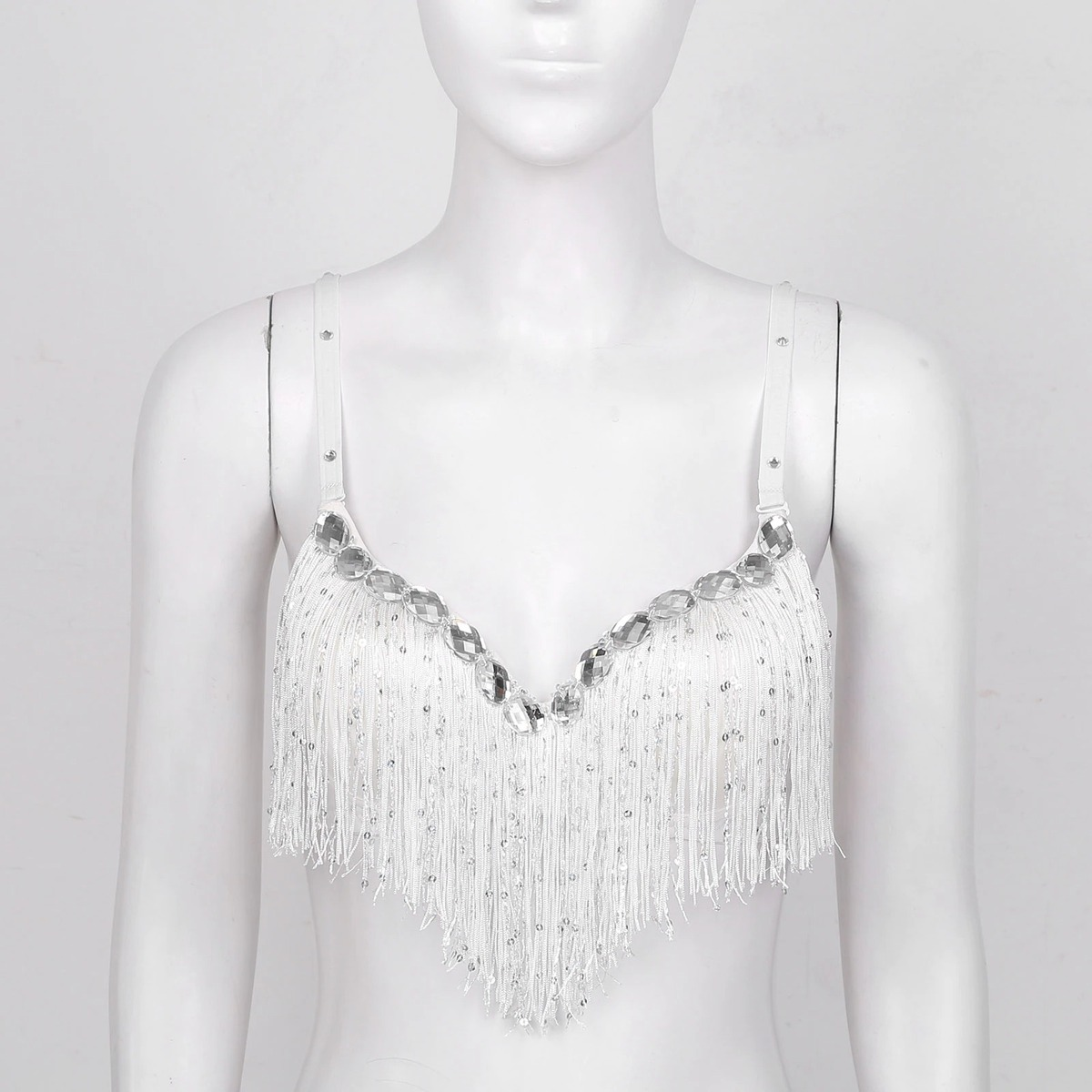 Push-Up Bra with Sequin Tassel Rhinestone / Sexy Women's Dancewear Bra - EVE's SECRETS