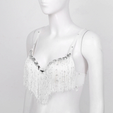 Push-Up Bra with Sequin Tassel Rhinestone / Sexy Women's Dancewear Bra - EVE's SECRETS