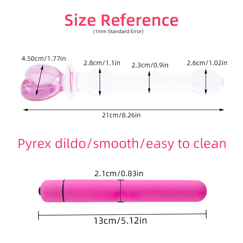 Pyrex Glass Dildo Butt Plug with Vibrator / Anal Heart Crystal Glass Dildo / Sex Toys For Women - EVE's SECRETS
