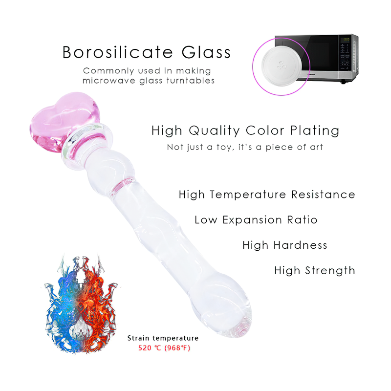 Pyrex Glass Dildo Butt Plug with Vibrator / Anal Heart Crystal Glass Dildo / Sex Toys For Women - EVE's SECRETS
