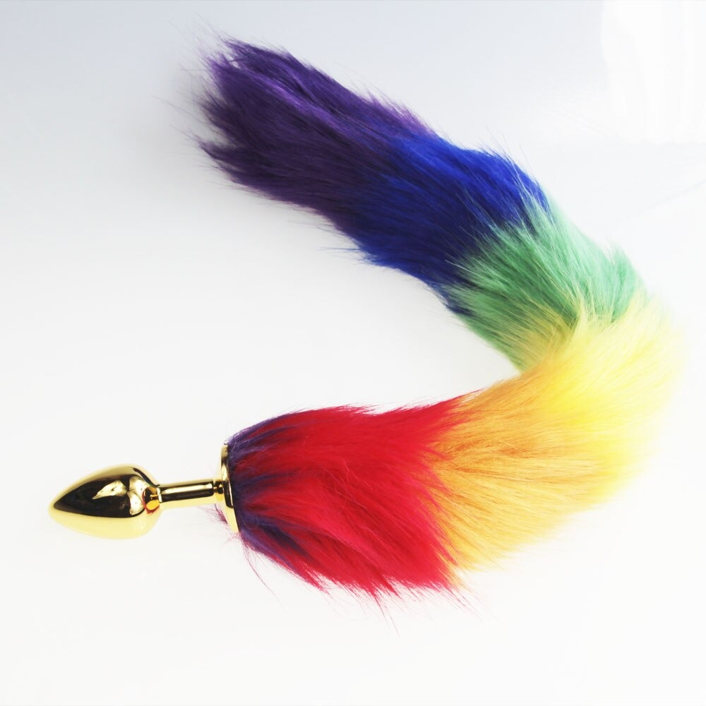 Rainbow Fox/Dog Tail with Anal Plug / Adult BDSM Sexy Toy for Women - EVE's SECRETS