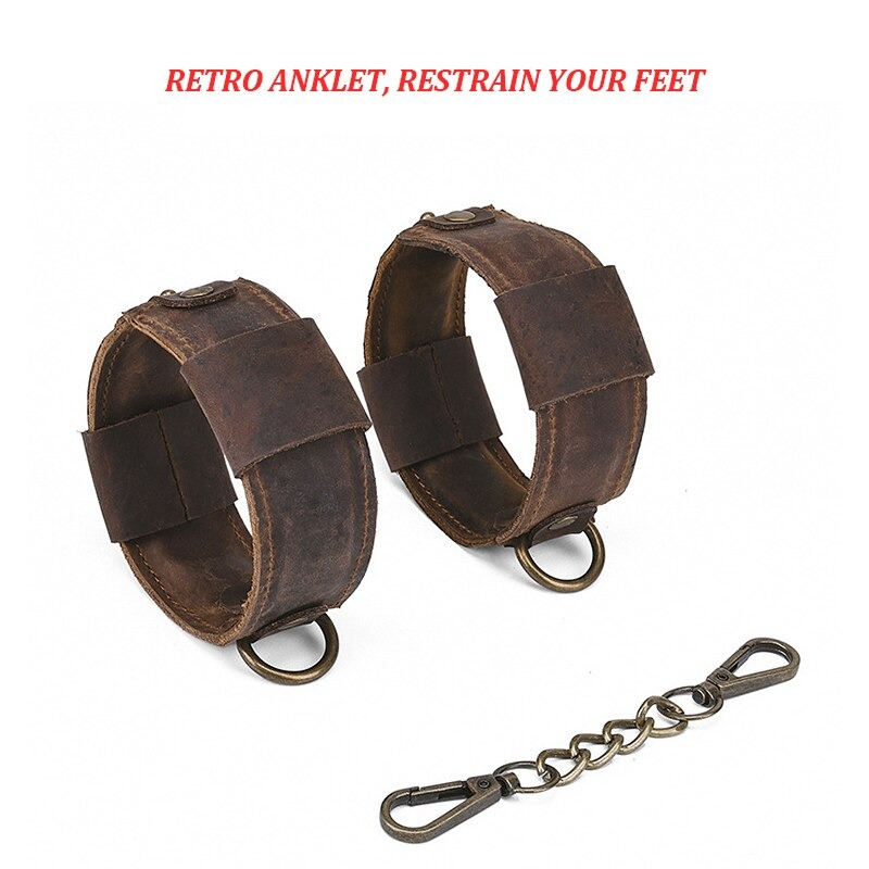 Retro BDSM Bondage Kit of 4-Pieces / Handcuffs & Restraint Collar for Adult / Erotic Sex Toys - EVE's SECRETS