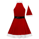 Santa Xmas Women Cosplay Costume / Fashion Party Dress with Hat and Belt for Dress Up - EVE's SECRETS