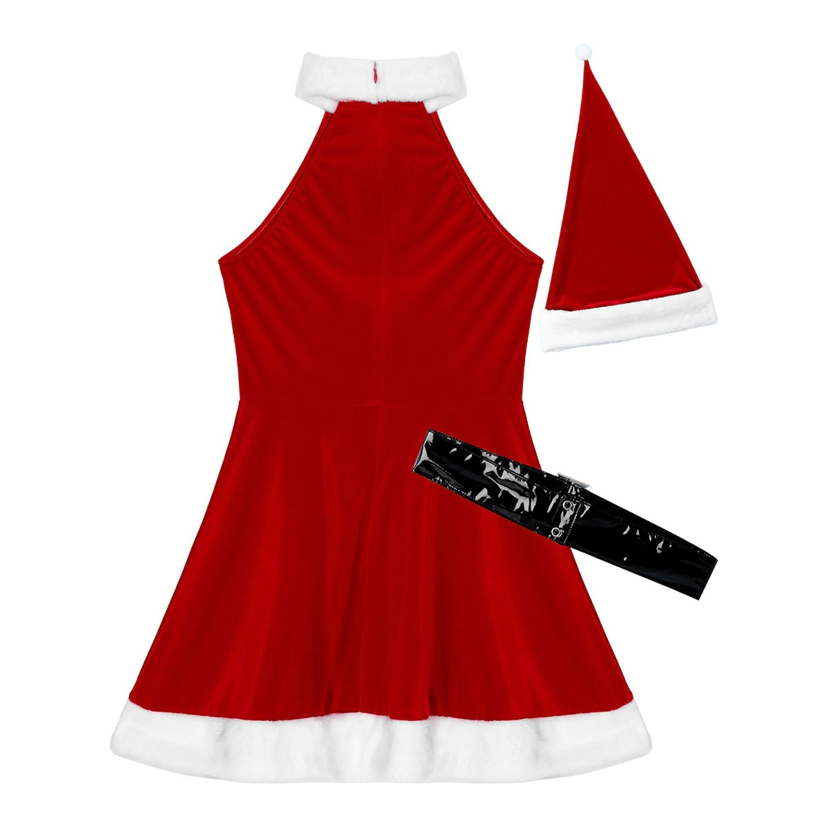 Santa Xmas Women Cosplay Costume / Fashion Party Dress with Hat and Belt for Dress Up - EVE's SECRETS