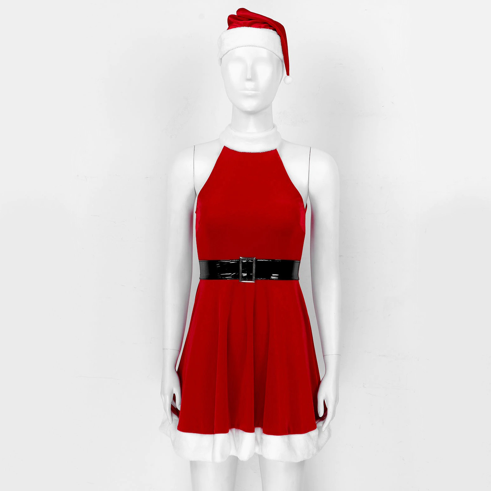 Santa Xmas Women Cosplay Costume / Fashion Party Dress with Hat and Belt for Dress Up - EVE's SECRETS