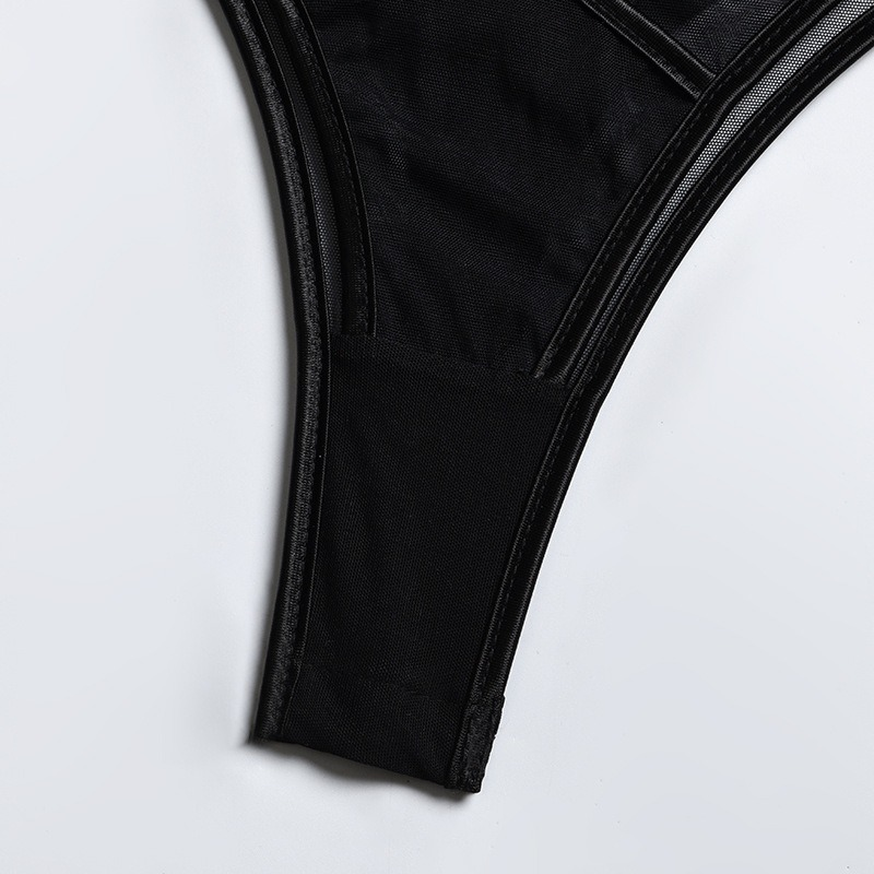 Seductive Black Mesh Bodysuit with Halter Neck and Shoulder Straps / Women's Sexy Outfits - EVE's SECRETS