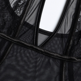 Seductive Black Mesh Bodysuit with Halter Neck and Shoulder Straps / Women's Sexy Outfits - EVE's SECRETS