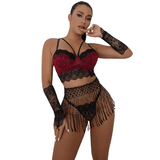 Sous-vêtements féminins érotiques sensuels / Strings pour femmes sexy Jarretelles Soutien-gorge en dentelle Lingerie