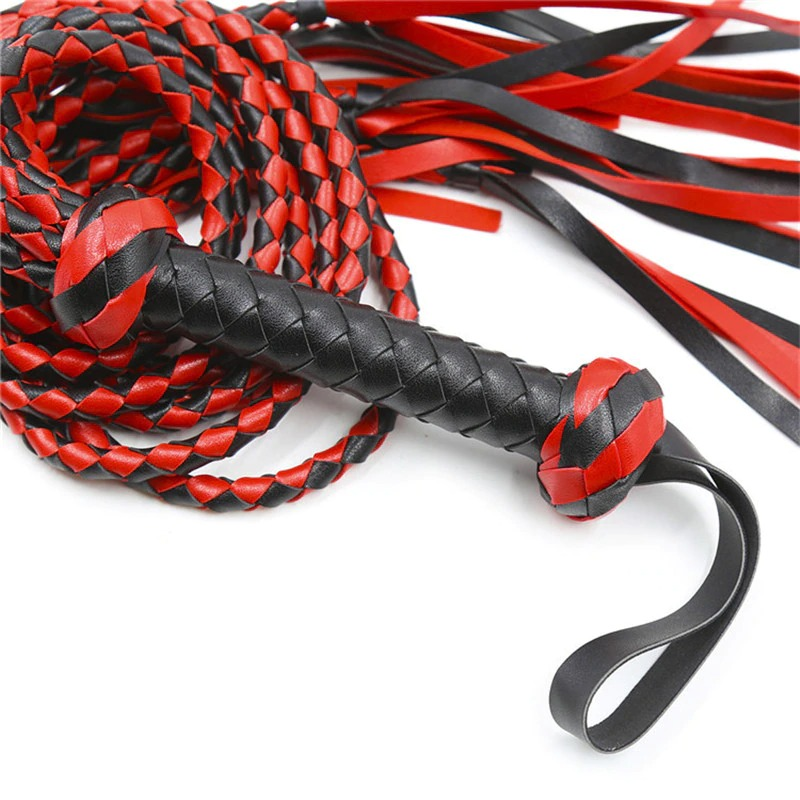 Sex PU Leather Whip for Couple / Adult Red&Black Flirt Whip / Soft BDSM Tail - EVE's SECRETS