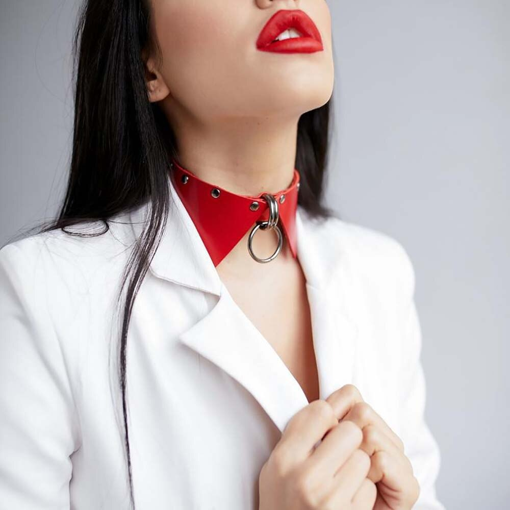 Sexy Adjustable Collar with Slave Ring and Rivets / BDSM Bondage Choker / Women's Fetish Accessories - EVE's SECRETS