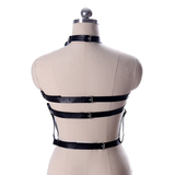 Sexy BDSM Body Harness with Metal Chains and Rings / Women's PU Leather Adjustable Bondage - EVE's SECRETS