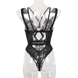 Sexy Black Hollow Out Lace Bodysuit for Women / Ladies Transparent Backless Skinny Bodysuits - EVE's SECRETS