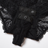Sexy Black Hollow Out Lace Bodysuit for Women / Ladies Transparent Backless Skinny Bodysuits - EVE's SECRETS