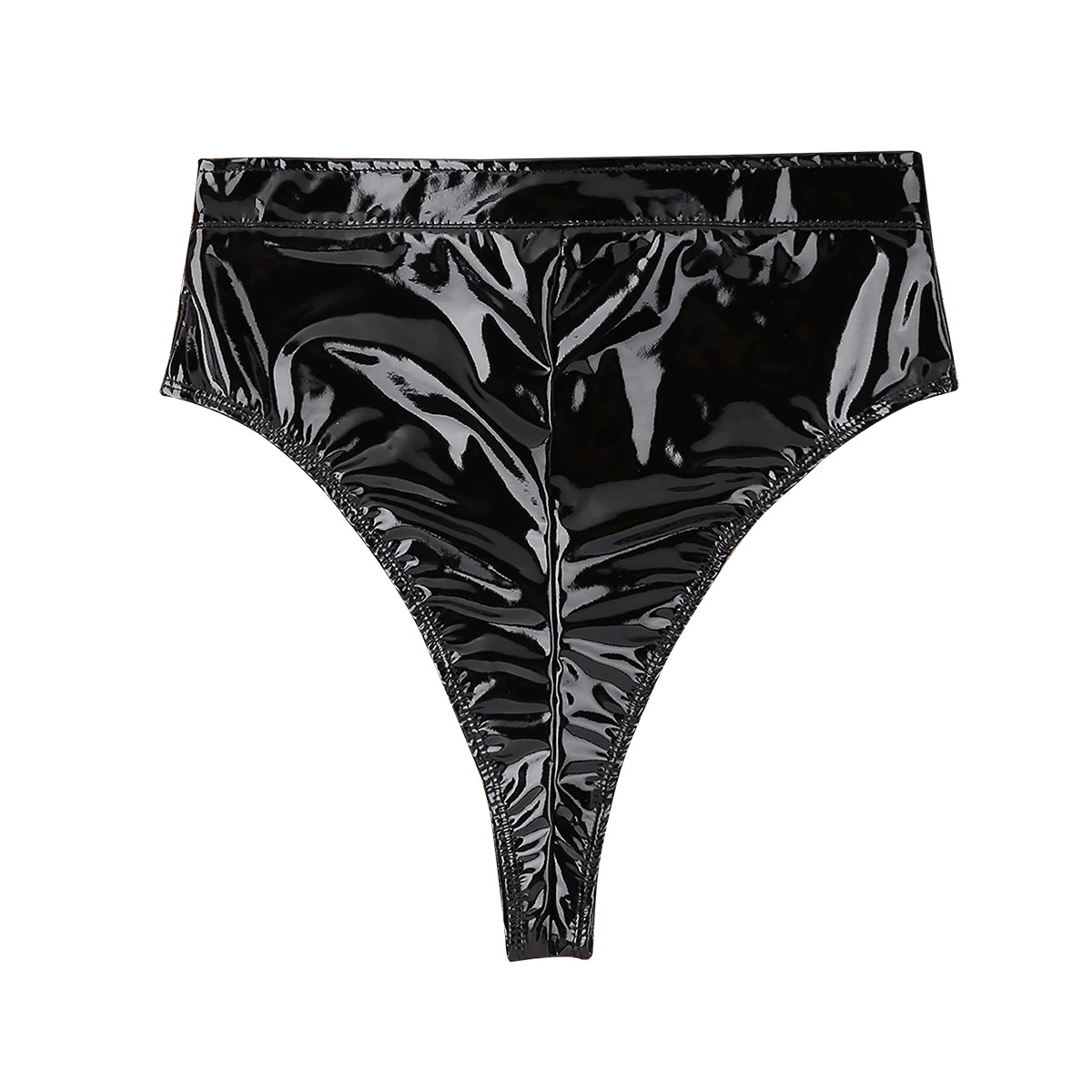 Sexy Black Ladies Wet Look Panties / High Waist Briefs with Belt / Female Underwear on Zipper - EVE's SECRETS