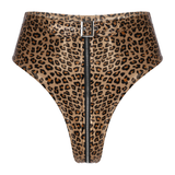 Sexy Black Ladies Wet Look Panties / High Waist Briefs with Belt / Female Underwear on Zipper - EVE's SECRETS