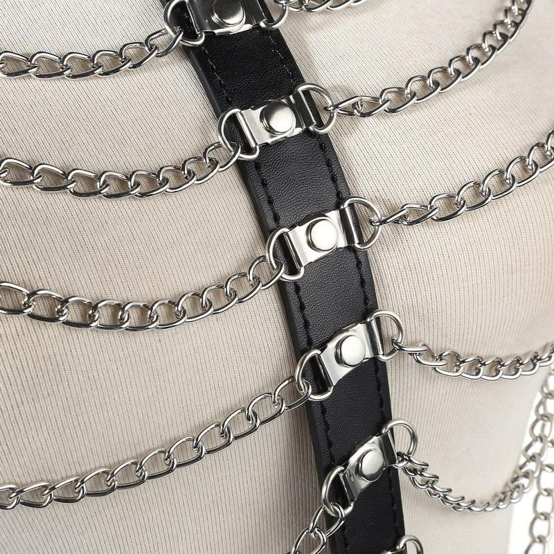 Sexy Body Chest Harness for Women with Many Chains / Body Harness Accessory in Fetish Fashion - EVE's SECRETS