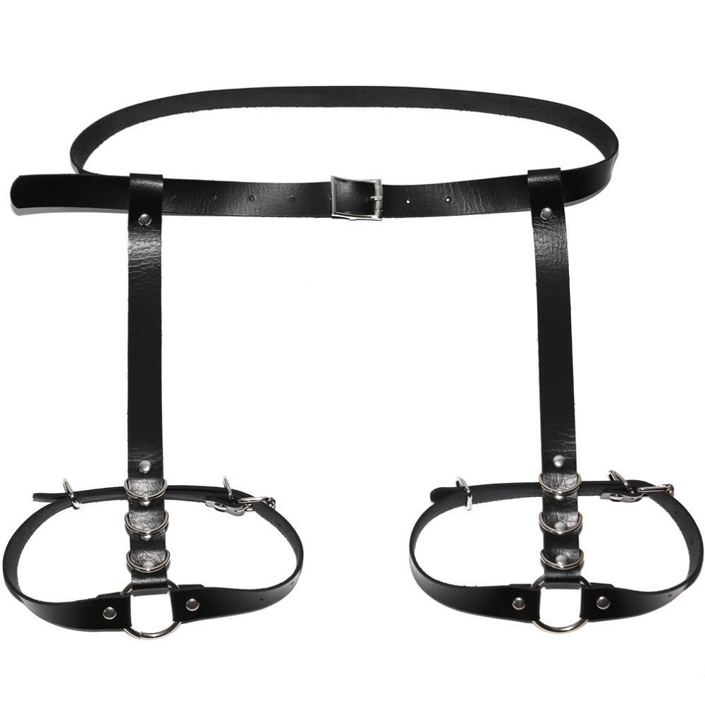 Sexy Chain Black Leather Leg Body Harness / BDSM Bondage Body Chain Accessories - EVE's SECRETS